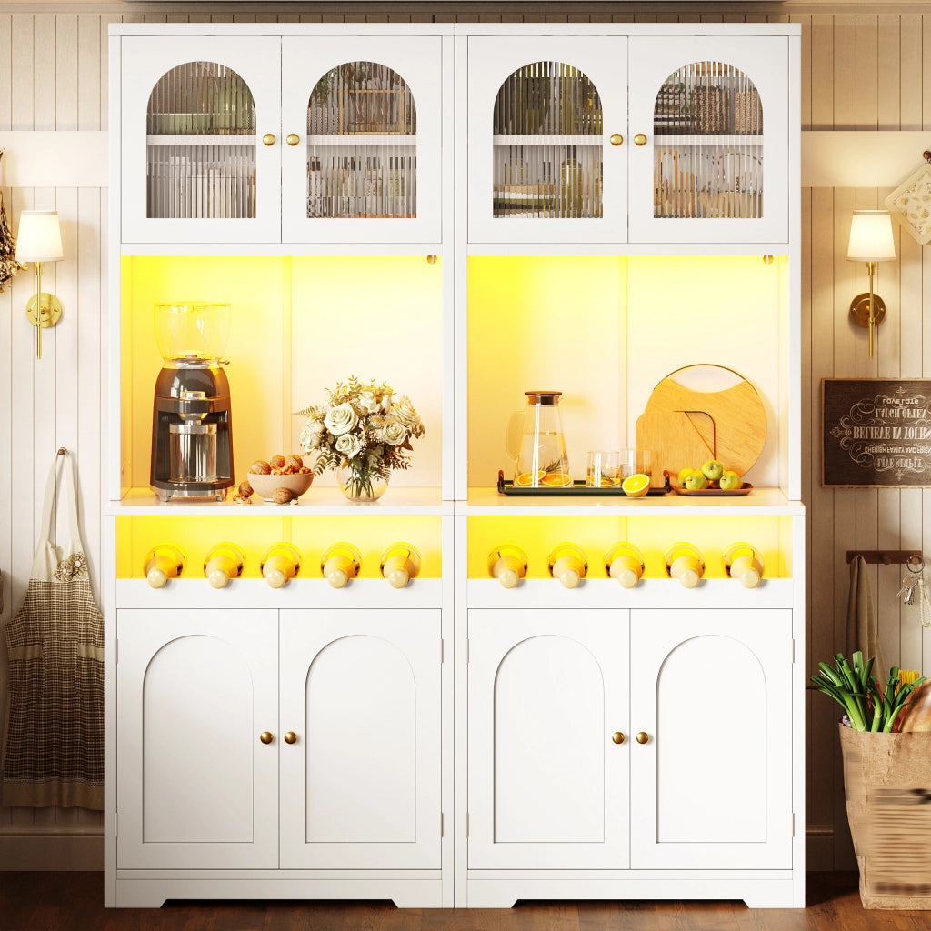 CREDENZA Set da 2 140x38,3x180 cm Bianca MDF e Metallo con LED RGB