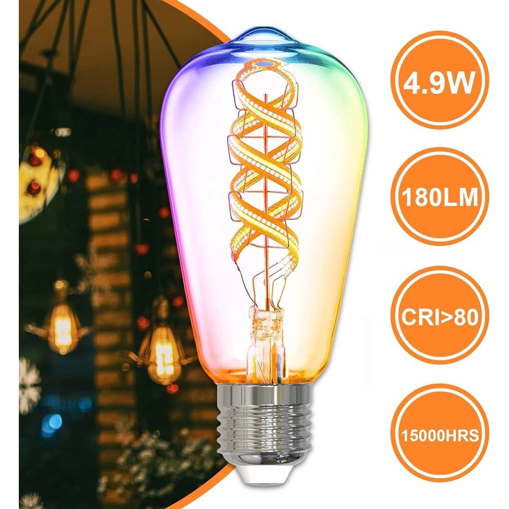 Trade Shop - Lampadina A Filamento Led Intelligente Wifi St64-sf E27 4,9w 1800lm Alexa Google -