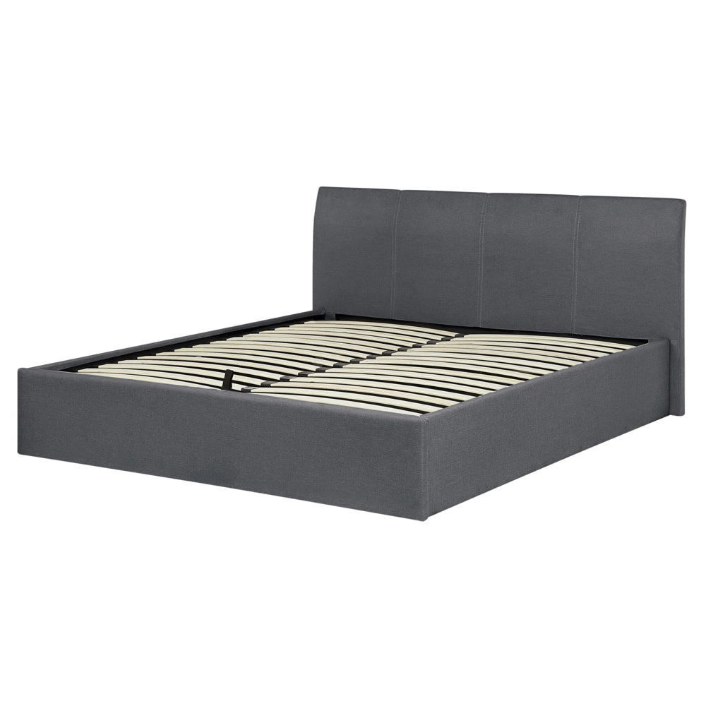 Struttura del letto nera 160 x 200 cm 5 piedi con contenitore rialzato con testiera