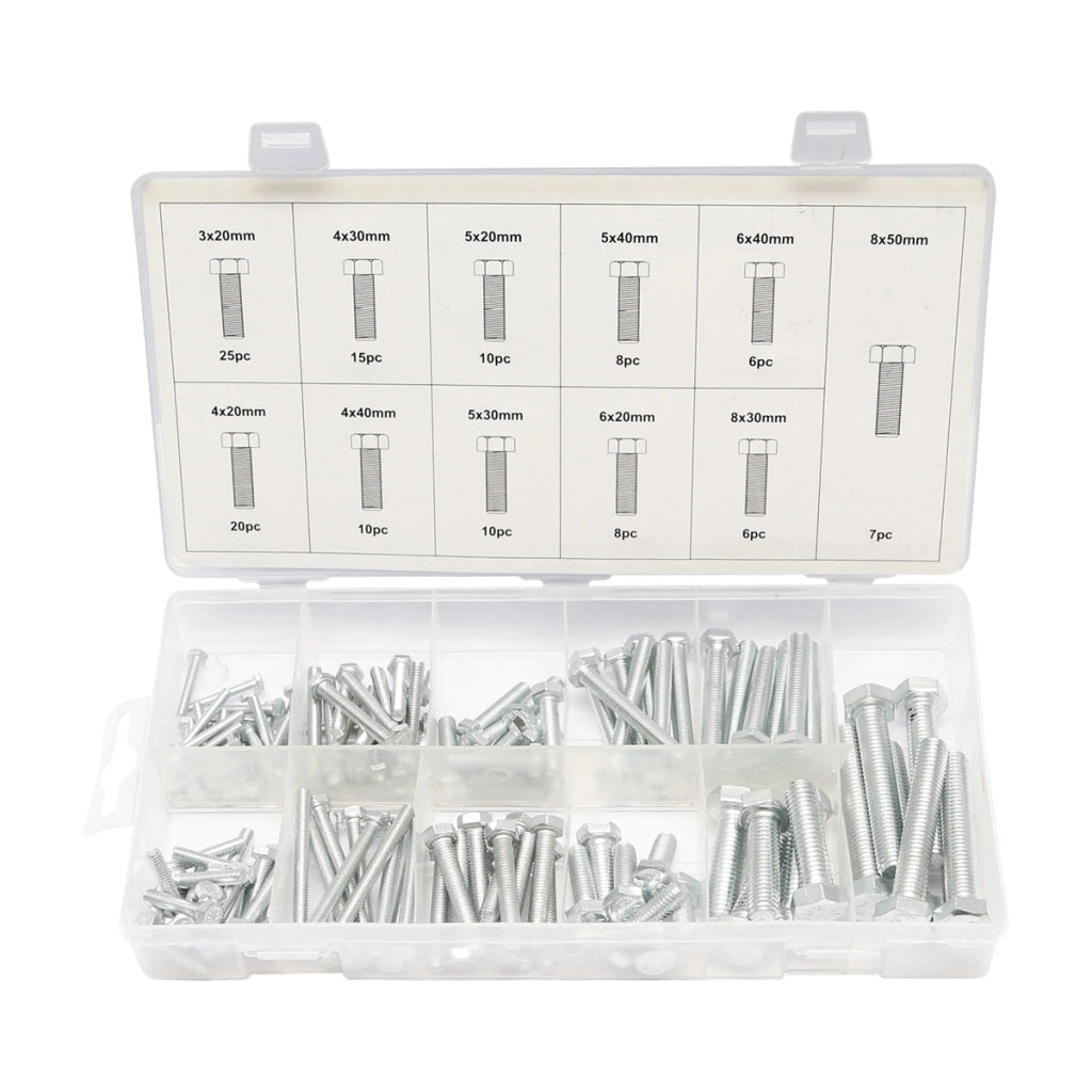 Set di viti metriche con testa esagonale, 125 pezzi.