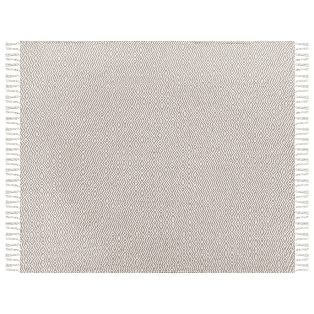 Copriletto in cotone tortora 220 x 240 cm con frange Soggiorno Camera da letto Tessili