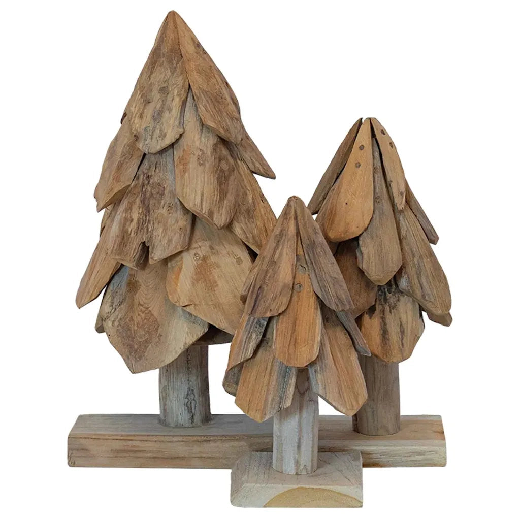 Albero di Natale | Decorazioni natalizie 3 pz Marrone Legno massello di teak