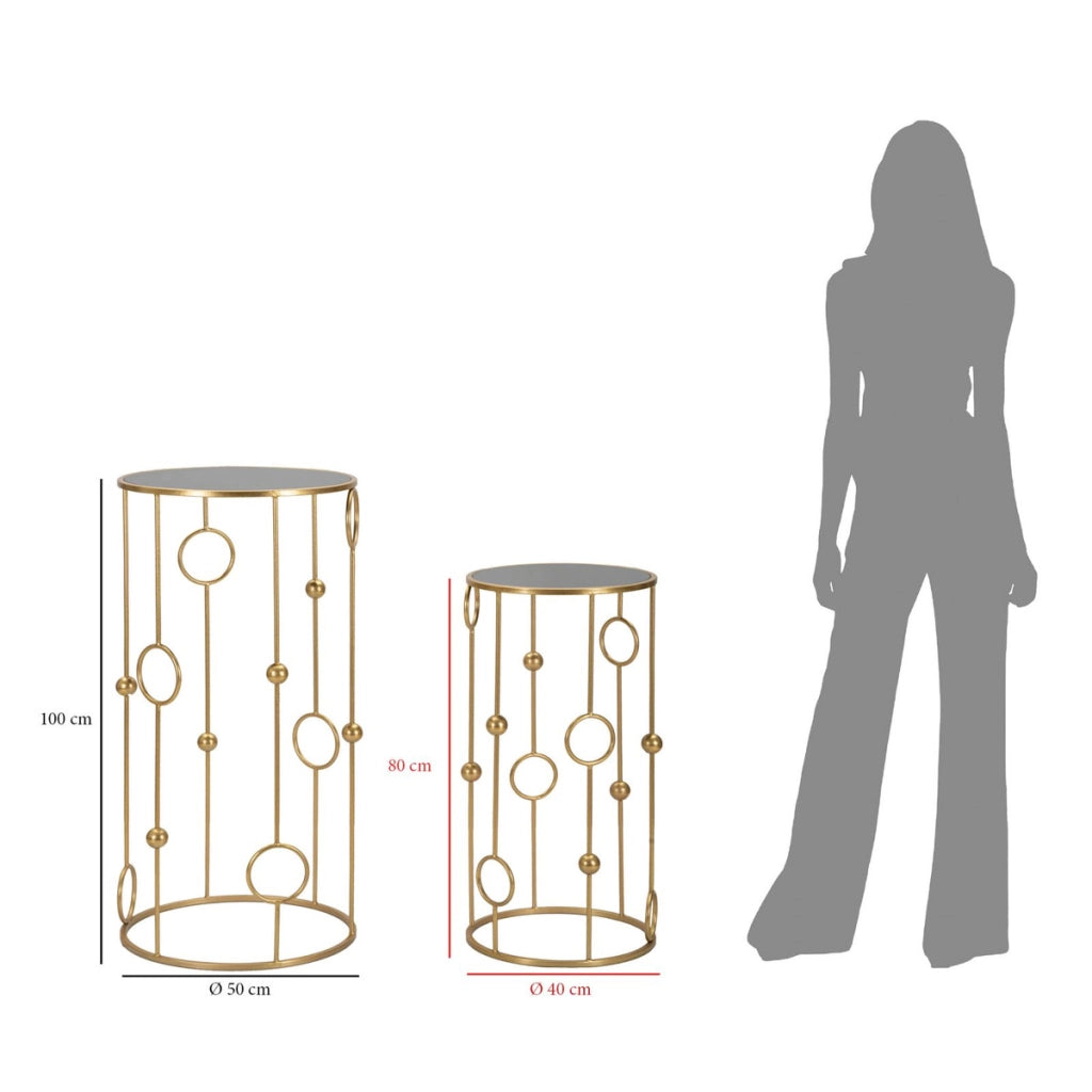 Set di Tavolini Cerchi 35, Oro, Metallo, 50x50x100 cm