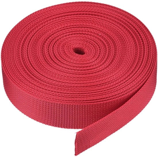 Cintura Singola in Nylon - 2,5 cm - 9 Metri - Rosso Vivace - Cinturone - Sacchetto - Materiale Sostenibile - Cintura