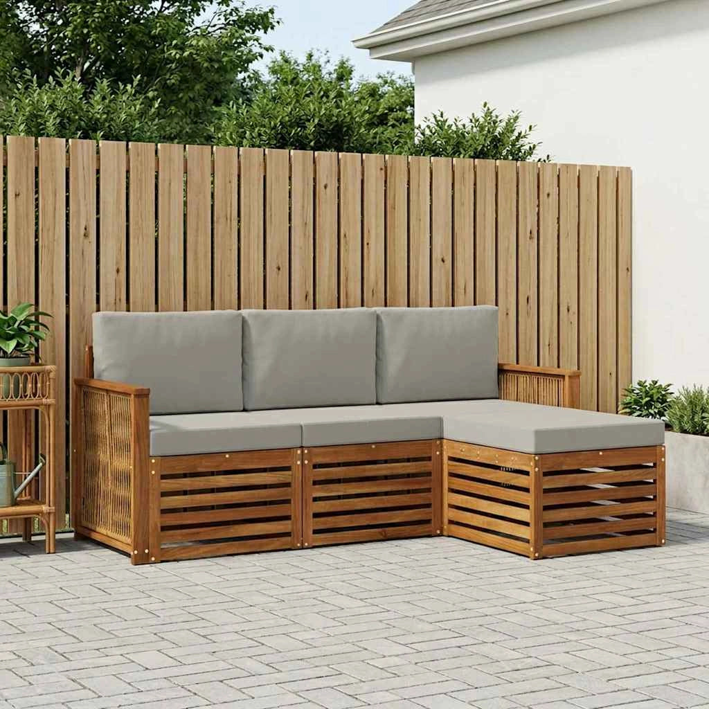 Set di divani da esterno 4 pz Naturale e Grigio Chiaro 3384207