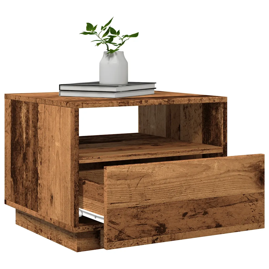 Tavolino da Salotto con Luci LED Legno Antico 50x49x40 cm 857708