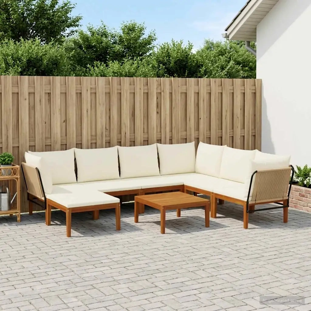 8 pcs Legno massiccio di acacia e corda Naturale 3407779