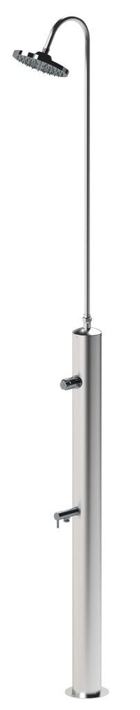 Doccia da Giardino con Rubinetto Chiusura Manuale Doccia e Lavapiedi Minijet-R Inox Anodizzato