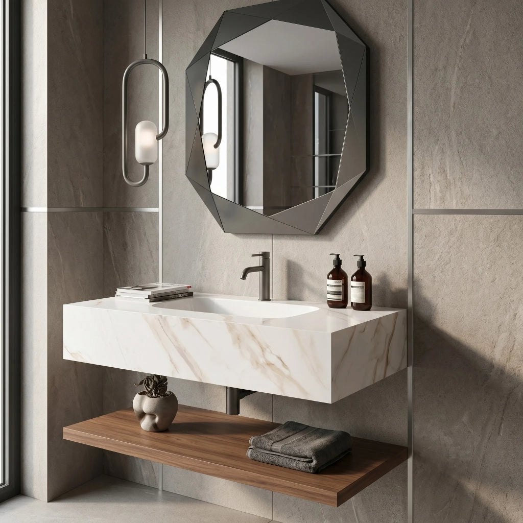 Lavabo Sospeso Rea Aresa Grey Gold 80