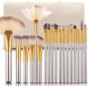 Set di pennelli per trucco professionale da 18 pezzi - Setole sintetiche morbide - Manico in legno - Incluso elegante custodia - Adatto per fondotinta/rouge/schiuma per occhi - Set di pennelli per trucco