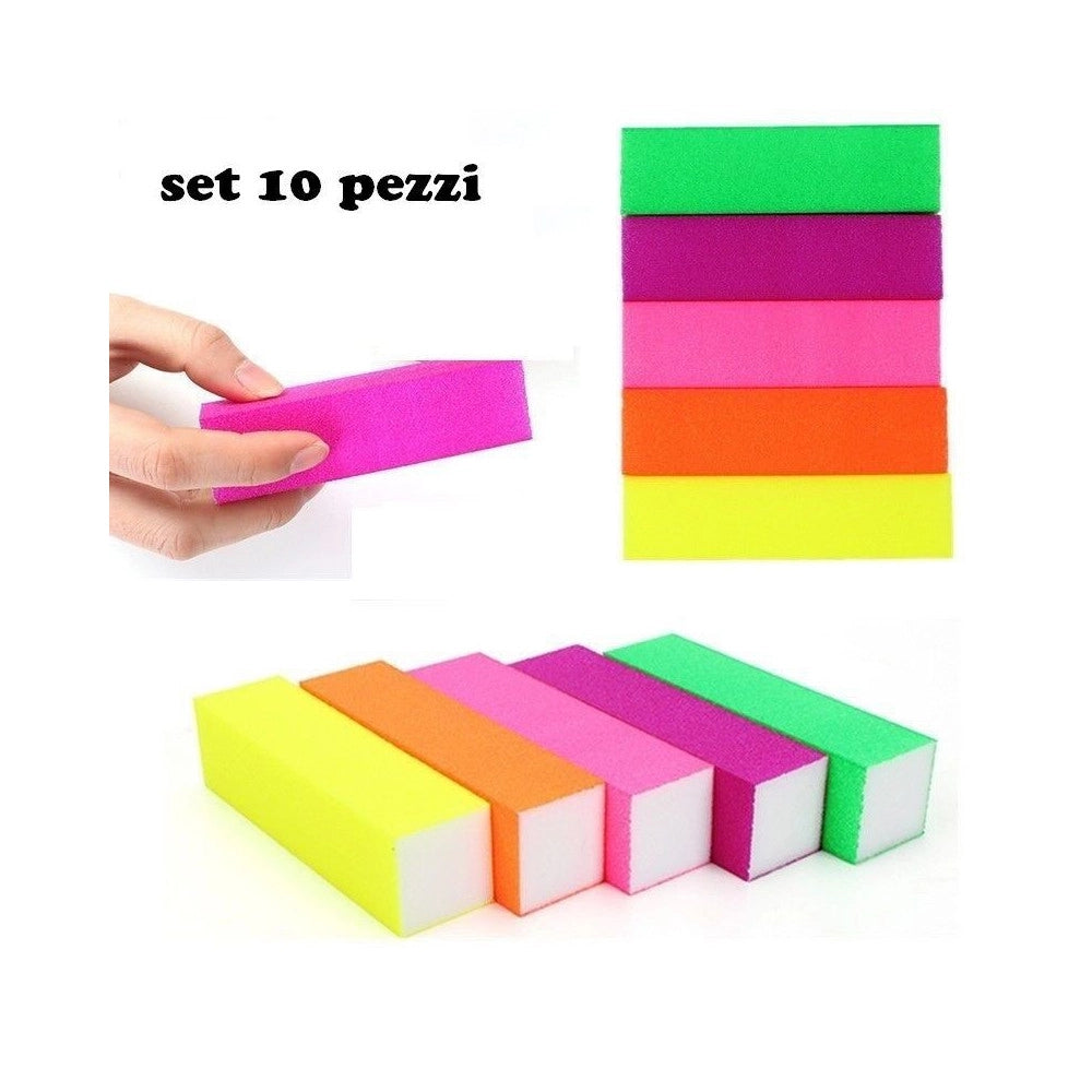 Trade Shop - Buffer Fluorescente Mattoncino Lima Per Unghie Ricostruzione Nails Art Limetta -