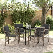 Set da Pranzo per Giardino 5 pcs Grigio chiaro polyrattan