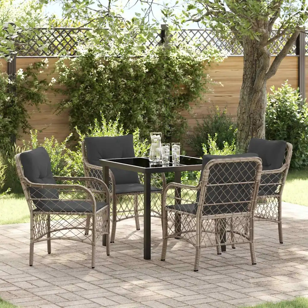 Set da Pranzo per Giardino 5 pcs Grigio chiaro polyrattan