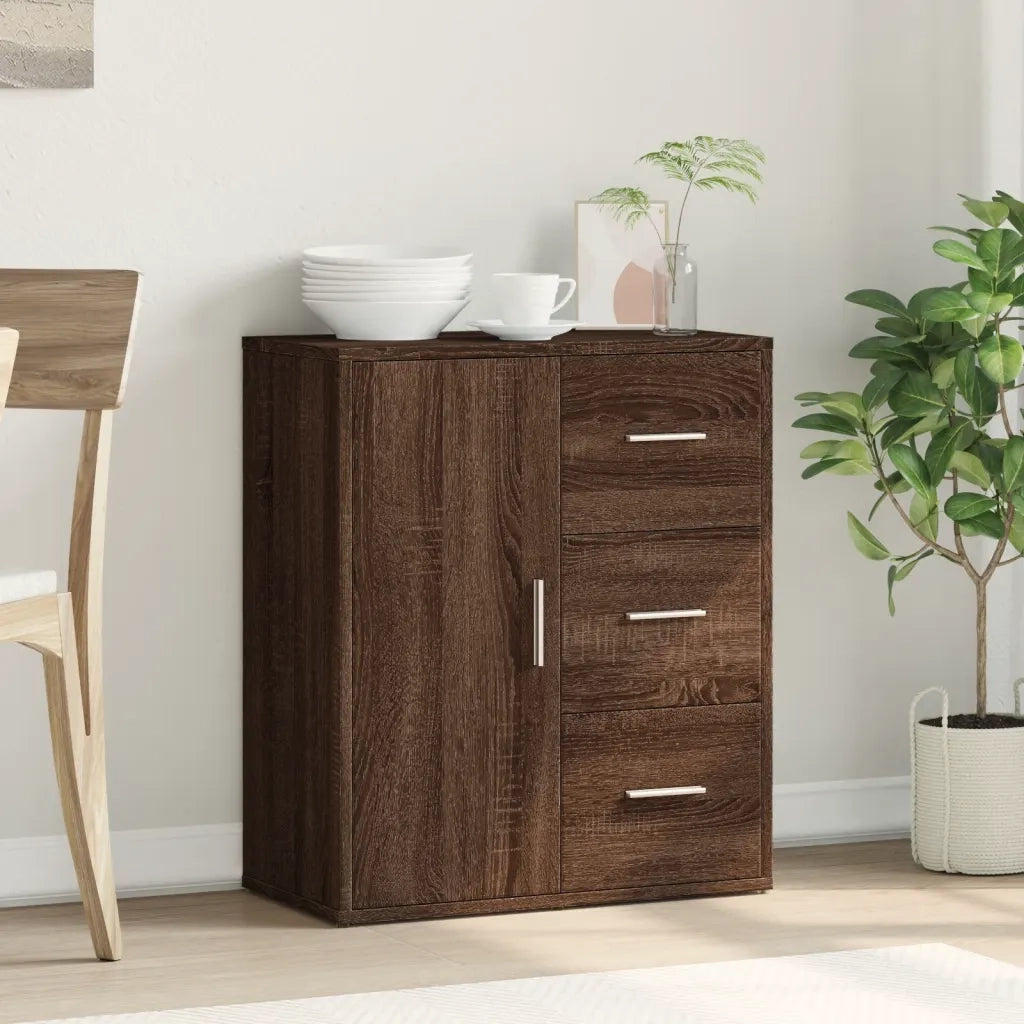 Credenza Rovere Marrone 60x31x70 cm in Legno Multistrato 840477