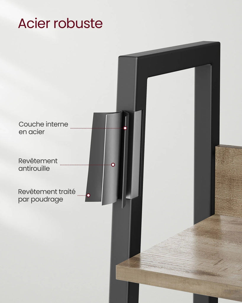 Libreria a 5 ripiani mobile contenitore indipendente per soggiorno camera da letto cucina struttura in acciaio facile da montare stile industriale 30 x 33,8 x 170 cm marrone 12_0005742
