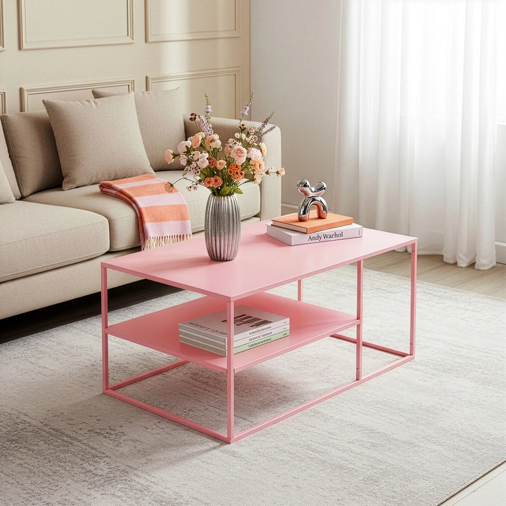 Tavolino da Salotto 'Solund' Metallo - Rosa [en.casa]