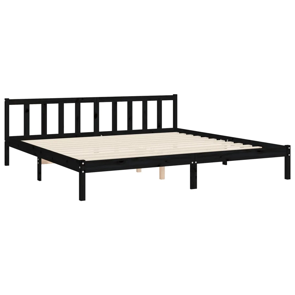 Giroletto con Testiera-Struttura Letto con testiera Nero 200x200 cm in Legno Massello 894477