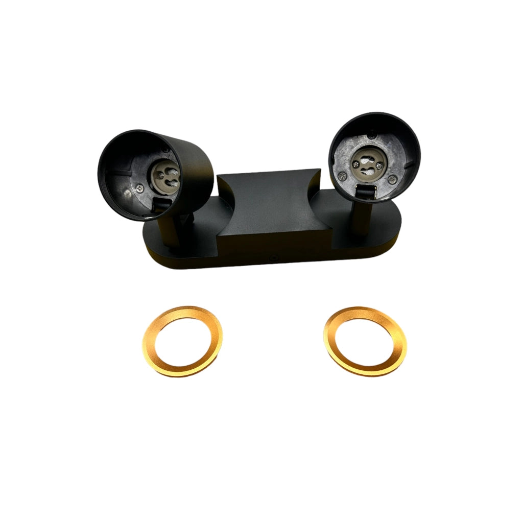 Plafoniera lampada da soffitto Nero e Oro faretto direzionabile e attacco per lampade GU10 ad 2 diffusori