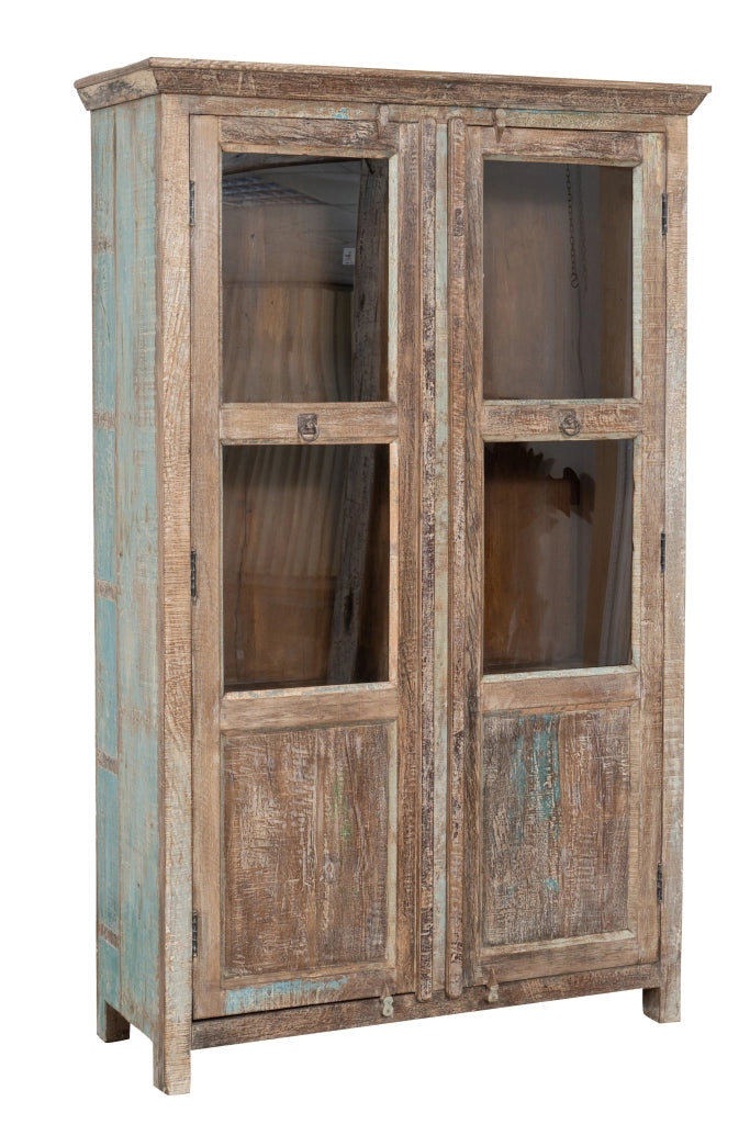 Biscottini Vetrina in legno massiccio riciclato finitura anticata realizzata massello