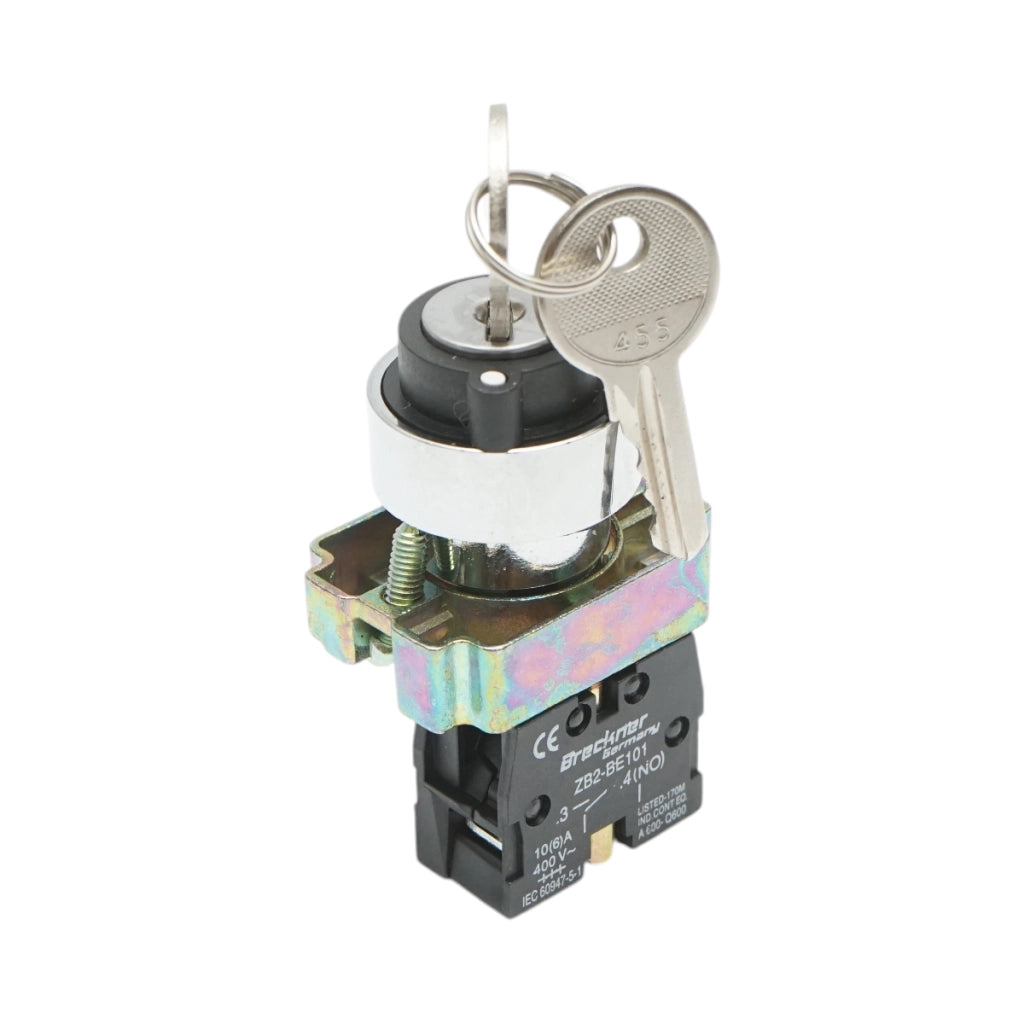 Selettore a 2 posizioni con blocco e chiave 1NO, 400V/10A, LAY5-BG21 Breckner Germany