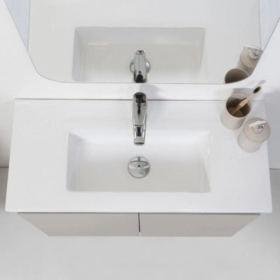 Mobile Bagno Sospeso 2 Ante Tortora L.80cm con Specchio