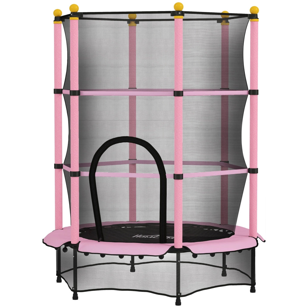 Tappeto Elastico per Bambini con Rete di Sicurezza ¨C zephmum ¨C Rosa, ?140x190 cm
