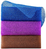 Set di spugne esfolianti 3 pezzi - 80 x 30 cm - Nylon/Polyester - Adatto per Casa/Turismo/Camping - Blu/Grigio/Nero