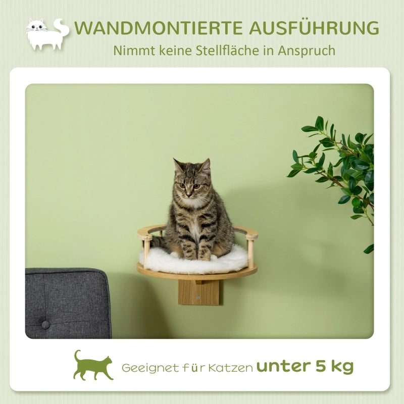 CUCCIA DA MURO PER GATTI Ø34 x 10,5 cm PLUSH OAK con cuscino