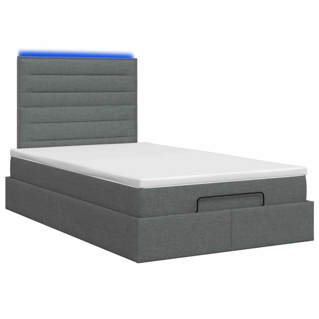 Letto Ottomano con Materasso e LED Grigio Scuro 120 x 200 cm 3457980