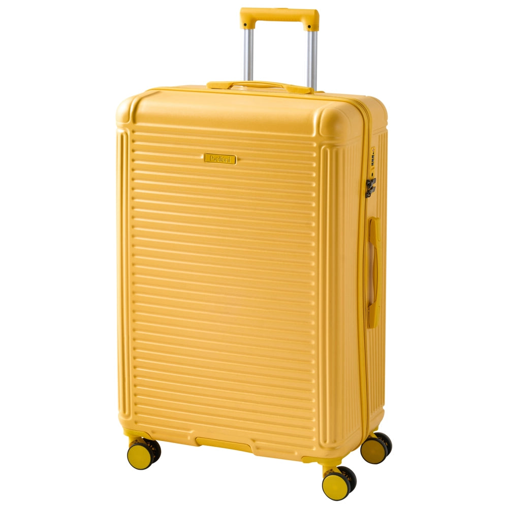 Set di 3 valigie giallo in materiale sintetico con ruote silenziose in ferro e cerniera antifurto 3 misure Lucchetto TSA Comodità