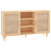 Credenza | Madia | Buffet da pranzo | Armadio da pranzo Marrone 105x30x60cm Massello di Pino e Rattan Naturale