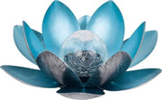 Lanterna Solare per Giardino in Fior di Loto - Argento/Azzurro - Metallo - 27,5 cm di Diametro