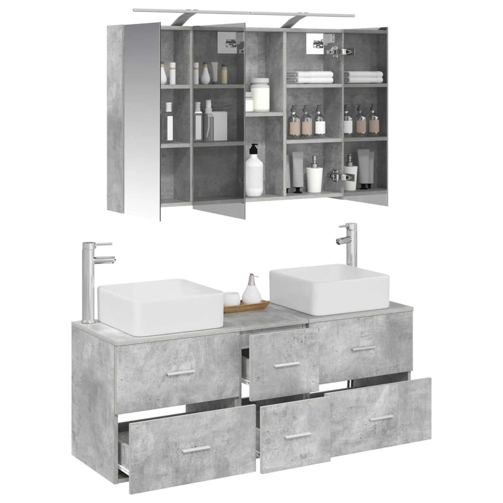 Set di mobili per il bagno 4 pcs Grigio Cemento 3406778