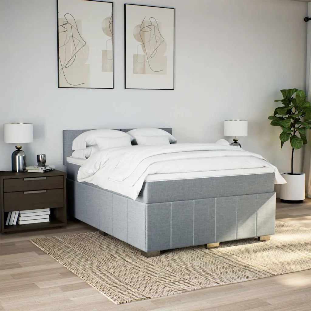Giroletto a Molle con Materasso Grigio Chiaro 140x200cm Tessuto
