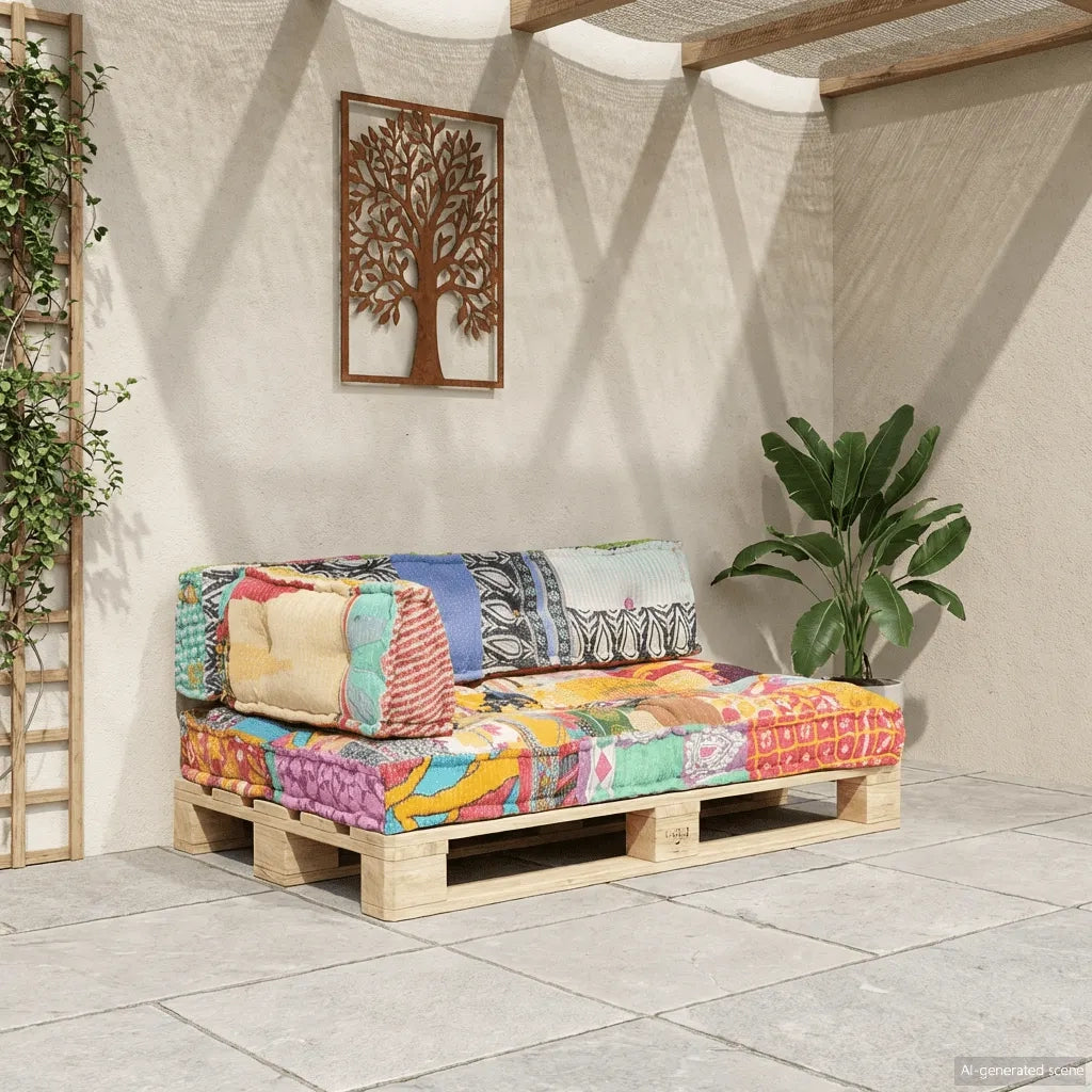 Cuscino per sedie | Cuscino per Divani Pallet Multicolore in Tessuto Patchwork