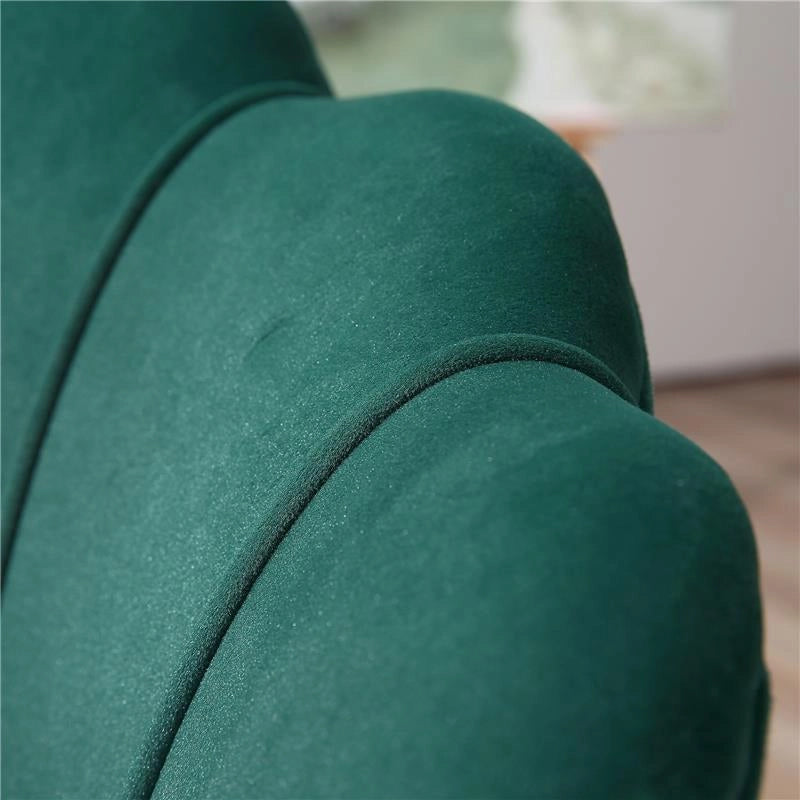 POLTRONA VINTAGE DI DESIGN IN VELLUTO VERDE, POLTRONCINA DA CAMERA CON SCHIENALE ALTO 76X67X74CM