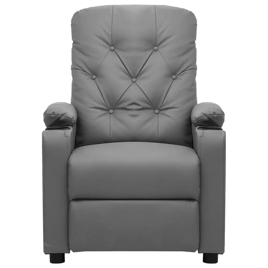 Poltrona Reclinabile Elettrica Grigia in Similpelle 3098867