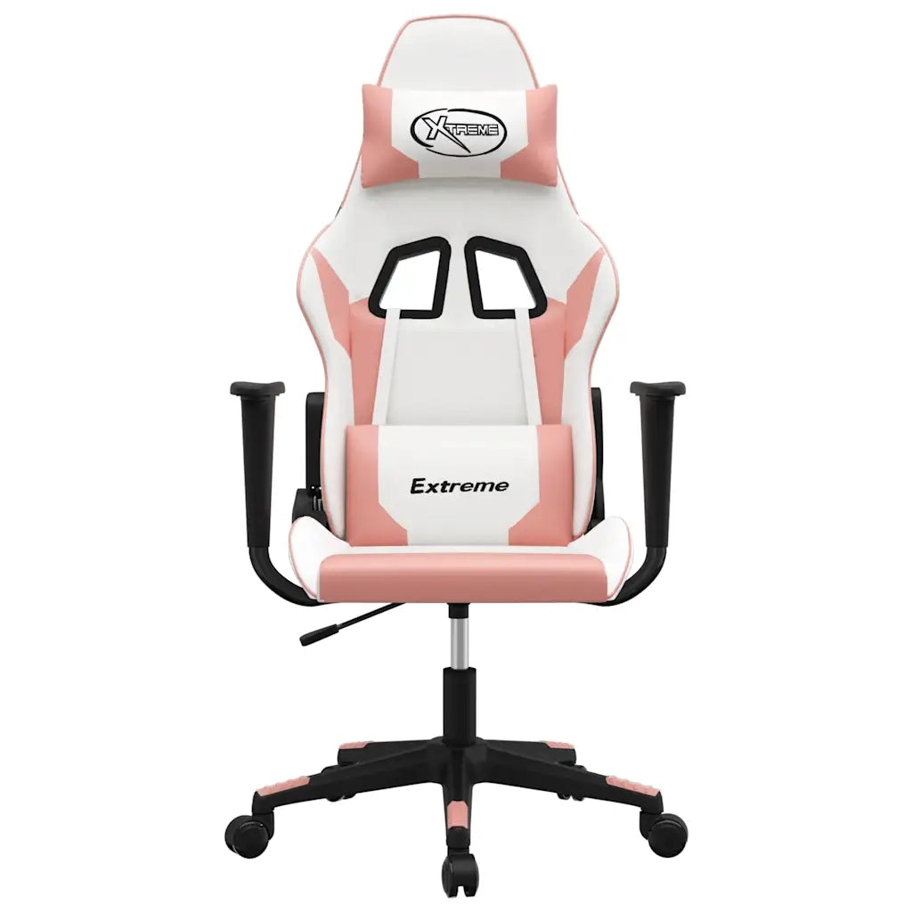 Sedia da Gaming | Sedia da e-sports Bianco e Rosa in Similpelle