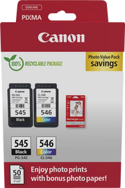 Canon Multipack 2pz cartuccia originale 545+546 (nero+colori) - inclusi 50 fogli carta fotografica 10x15cm