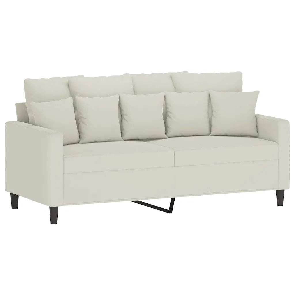 Set di Divani 2 pz con Cuscini Crema in Velluto