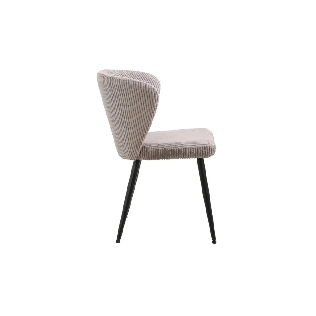 Sedia da pranzo TORONTO – Velluto a coste sabbia – Gambe in metallo nero – Stile design
