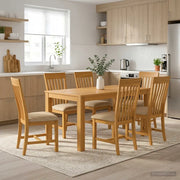 Set da pranzo 7 pz Beige Legno di Quercia Massello 3430375