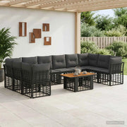 Set Divano da Giardino 11 pz Nero e Grigio scuro polyrattan 3437903