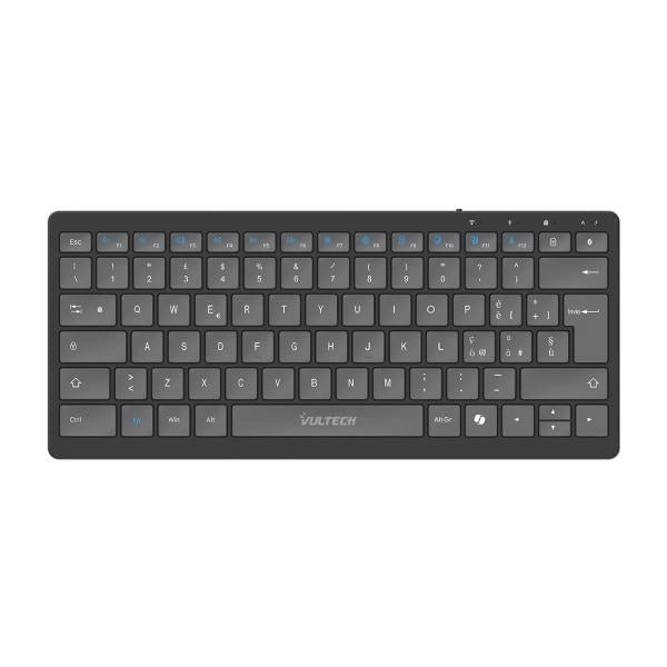 VULTECH TASTIERA MINI, SLIM, WIRELESS E BLUETOOTH, TASTI LOW PROFILE A FORBICE, BATTERIA INTEGRATA R