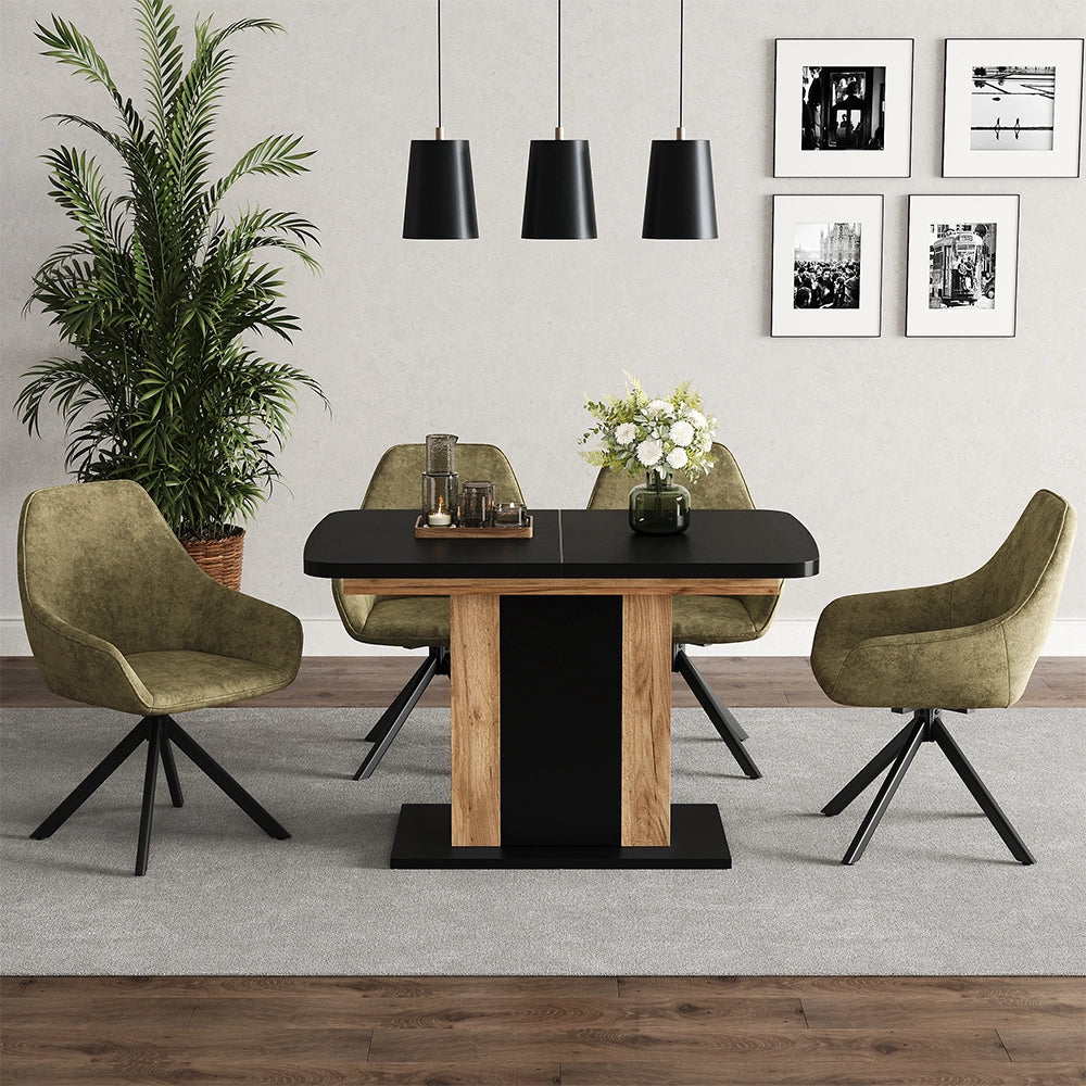 Vicco tavolo da pranzo allungabile Rovere nero/oro 120 x 80 cm