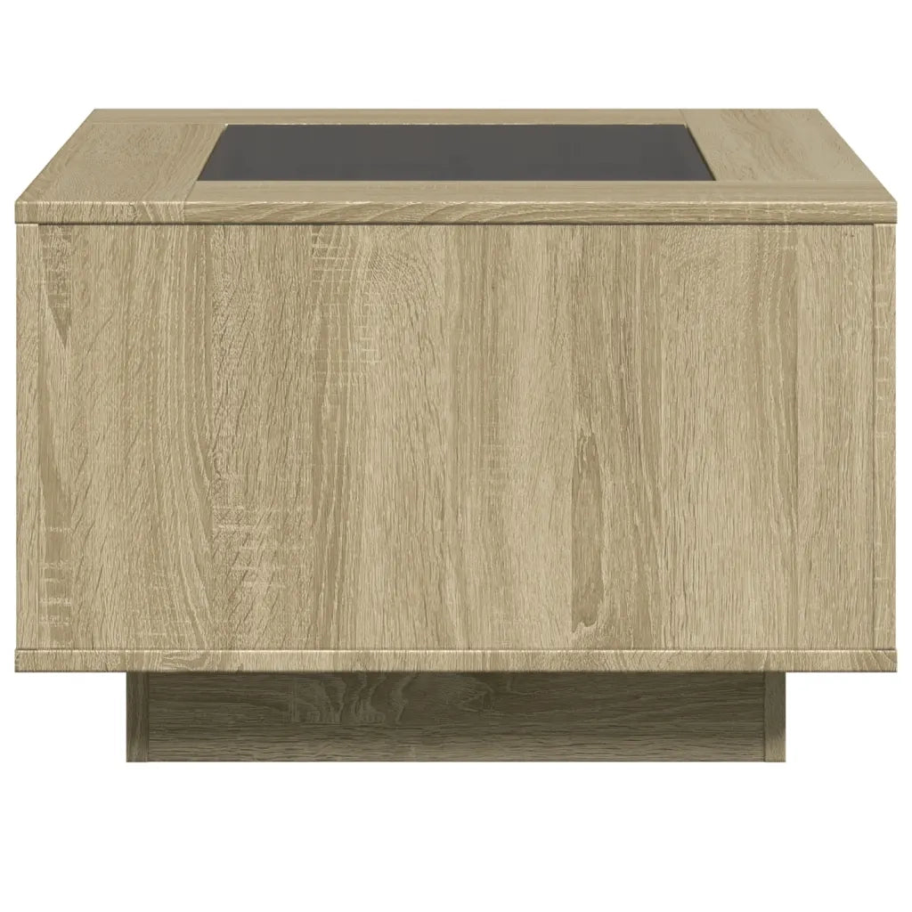 Tavolino salotto | Tavolino da caff¨¨ | Tavolino da Soggiorno con LED Rovere Sonoma 60x60x40 cm Multistrato