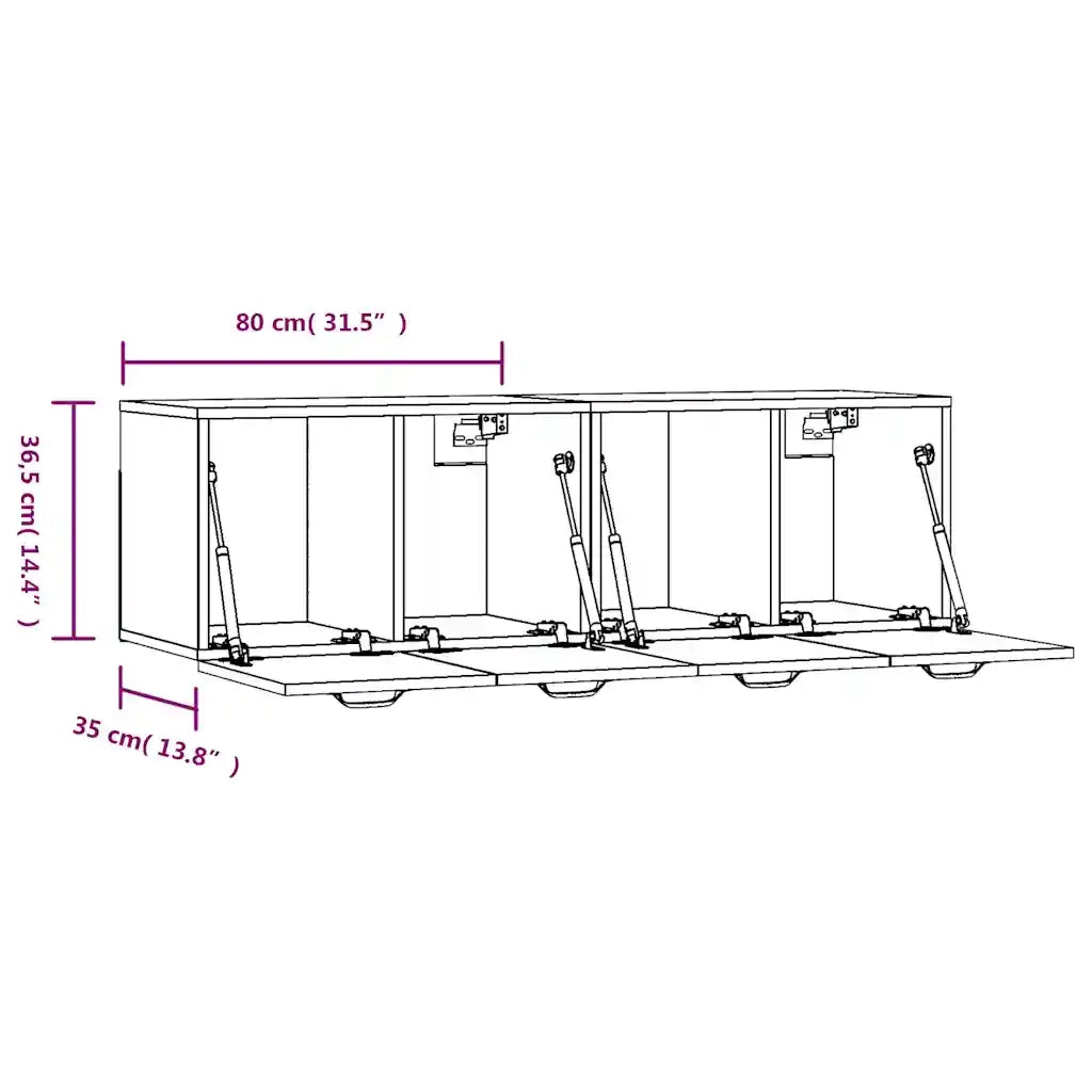 Mobili Parete 2 pz Bianco Lucido 80x36,5x35cm Legno Multistrato 3115656