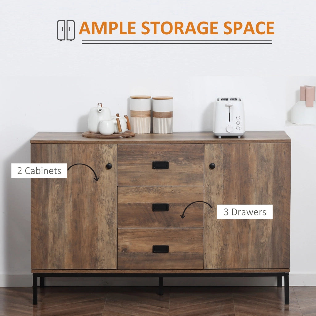 Credenza 120x39,5x77 cm in Truciolato e Metallo Marrone