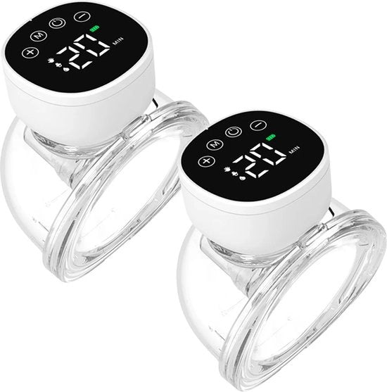 Pompa a Manubrio Elettrica - 2 Pezzi - 3 Modalità - 9 Funzioni di Suction - 180 ml - Stile - Bianco/Nero