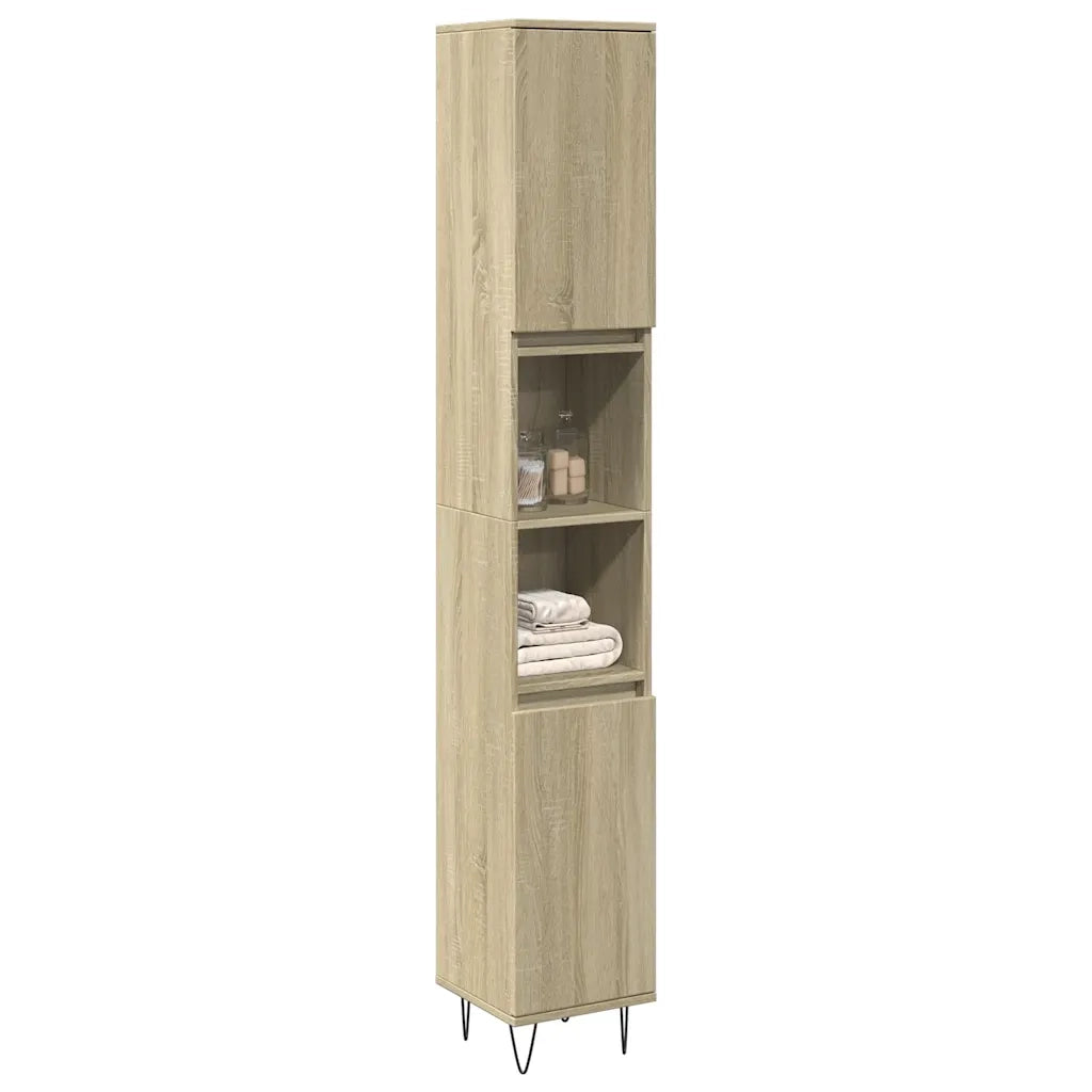 vidaXL Armadietto da Bagno Rovere Sonoma 30x30x190cm Legno Multistrato